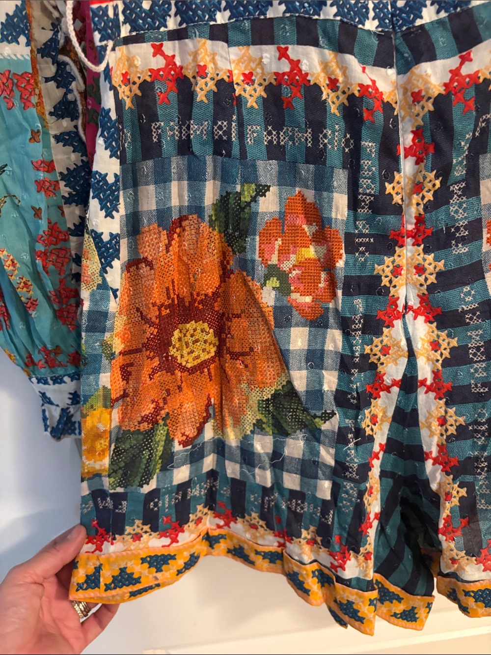 FARM Rio Bright Multicolor Floral Patchwork Romper - Picture 10 of 12